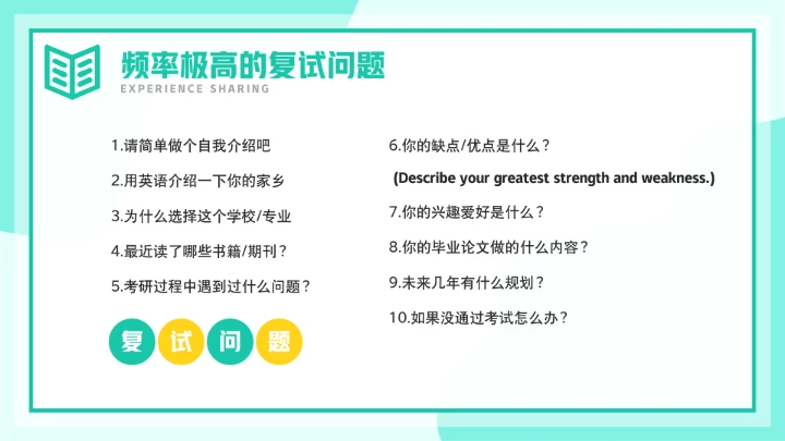 考研复试自我介绍经验分享PPT