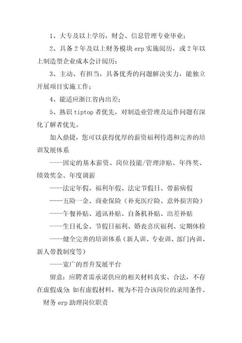 2023年财务erp岗位职责4篇