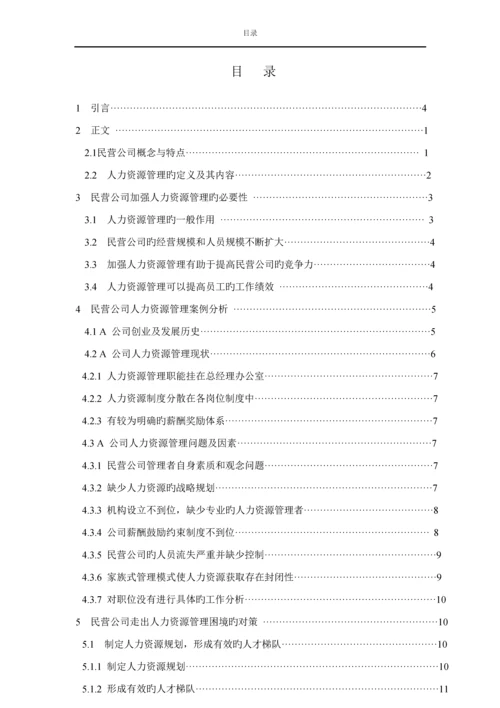 民营企业人力资源管理问题及对策专题研究.docx