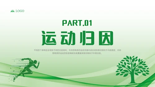 绿色简约运动心理学说课课件PPT模板