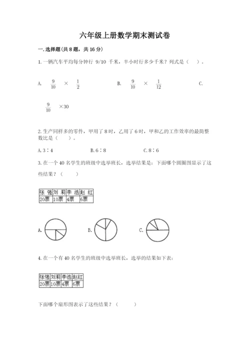 六年级上册数学期末测试卷附答案（夺分金卷）.docx