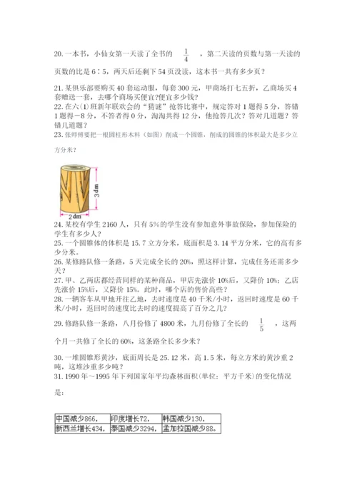 六年级小升初数学解决问题50道（真题汇编）.docx
