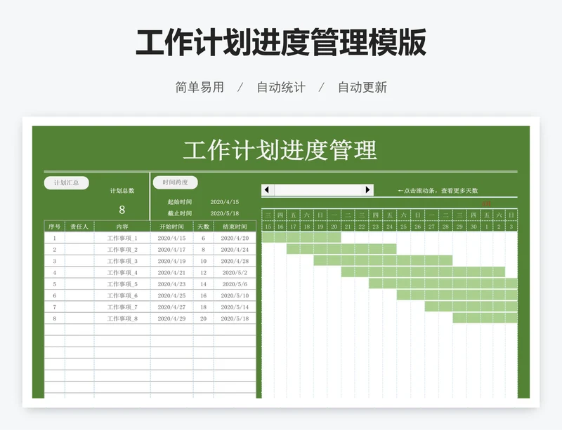 工作计划进度管理模版