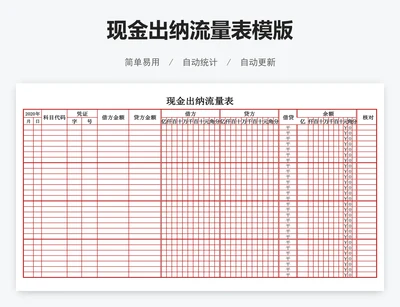 现金出纳流量表模版