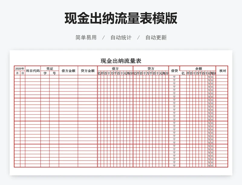 现金出纳流量表模版