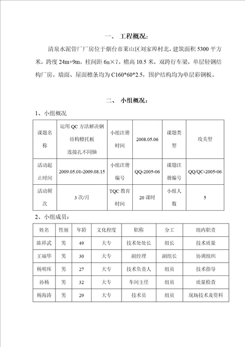 运用qc方法解决钢结构檩托板