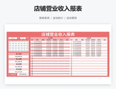 店铺营业收入报表