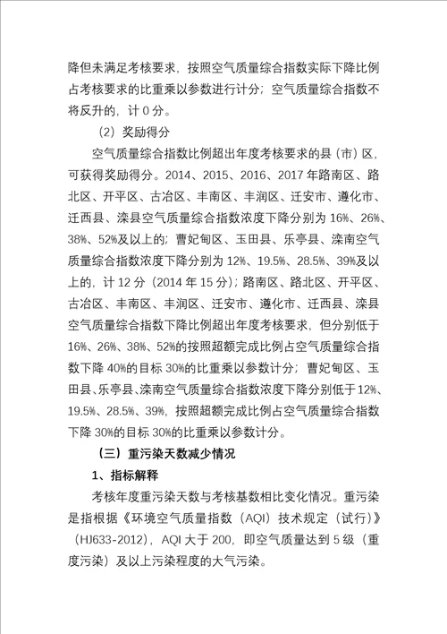 唐山市大气考核办法