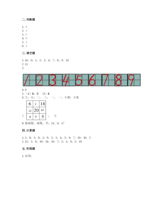 小学数学一年级上册期末测试卷精品【名校卷】.docx