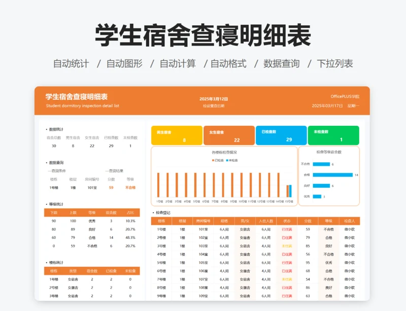 学生宿舍查寝明细表