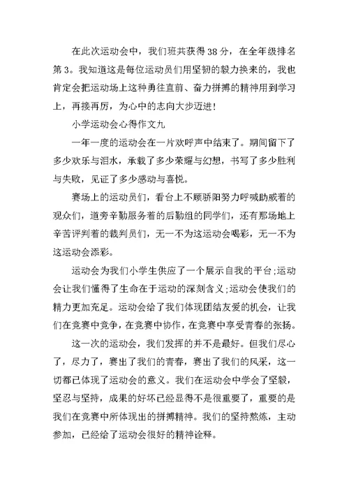 小学运动会心得作文10篇通用