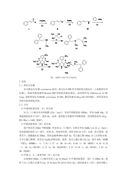 盐酸乐卡地平合成新工艺的研究doc盐酸乐卡地平的合成