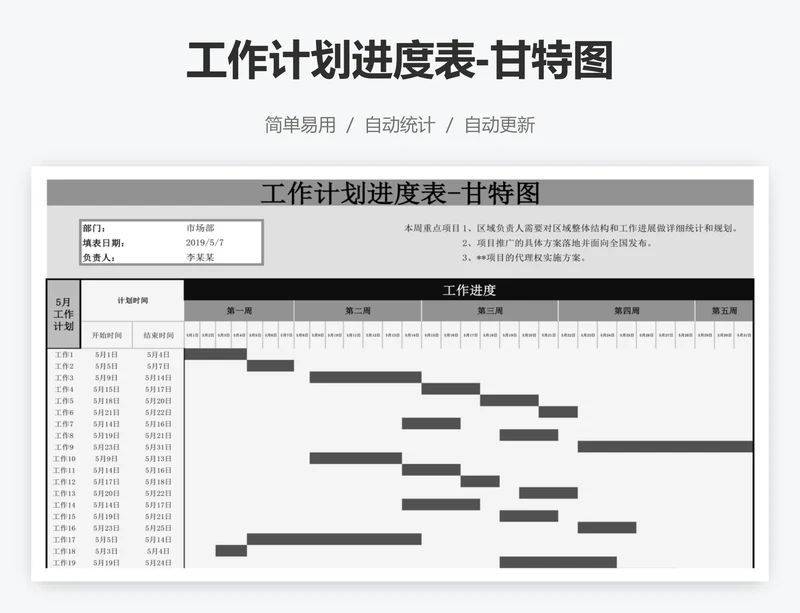 工作计划进度表-甘特图