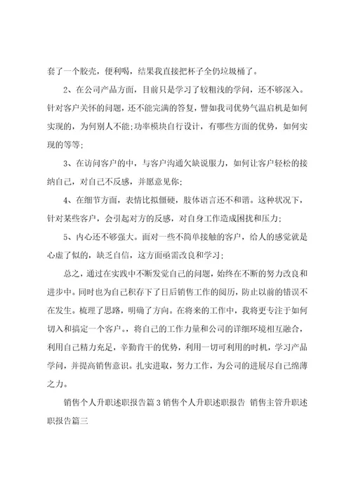 销售个人升职述职报告销售主管升职述职报告(三篇)