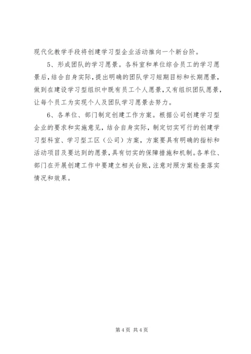 供电公司创建学习型企业实施意见 (11).docx