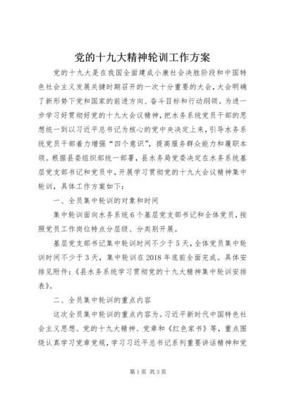 党的十九大精神轮训工作方案.docx