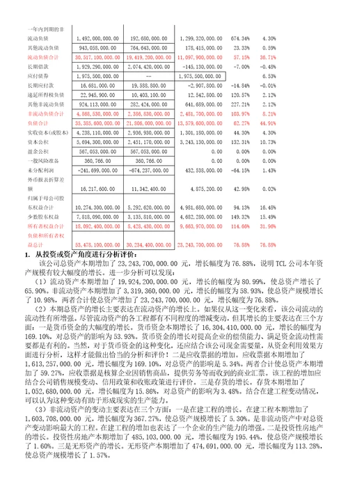 TCL集团财务分析报告1