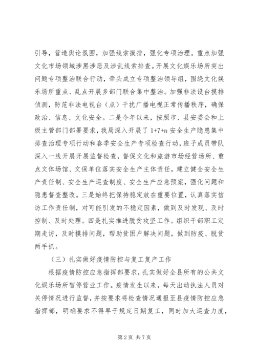 文体局上半年工作总结及下半年安排.docx