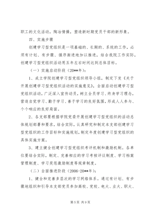 高校创建学习型党组织活动的实施方案.docx