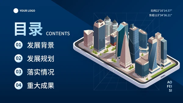 现代高级商务立体城市工作汇报PPT模板