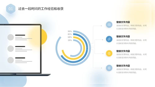 毛玻璃风清新蓝黄色个人述职报告年终工作总结PPT