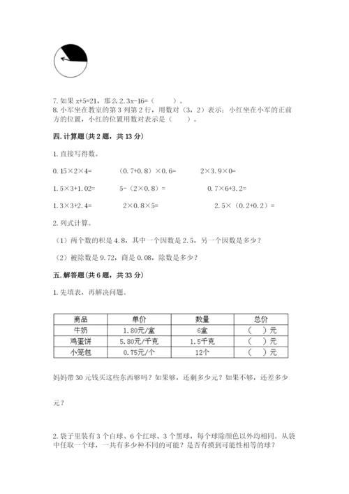 2022人教版数学五年级上册期末测试卷（网校专用）word版.docx