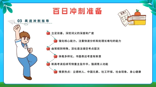 蓝色卡通全力以赴高考百日宣誓成人礼带内容PPT模板