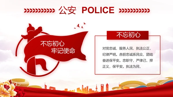 红色大气公安民警年终述职报告新年计划PPT