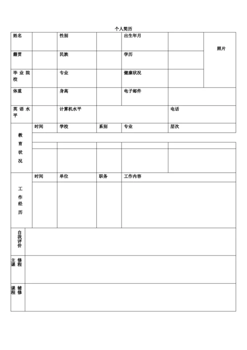 免费简历模板word格式下载.docx