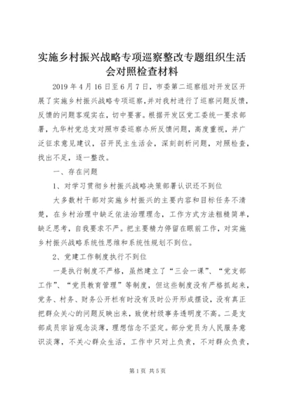 实施乡村振兴战略专项巡察整改专题组织生活会对照检查材料.docx