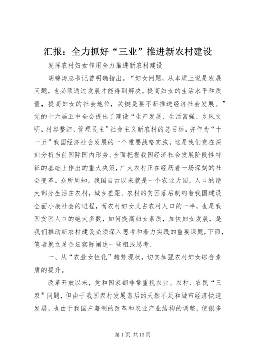 汇报：全力抓好“三业”推进新农村建设 (3).docx