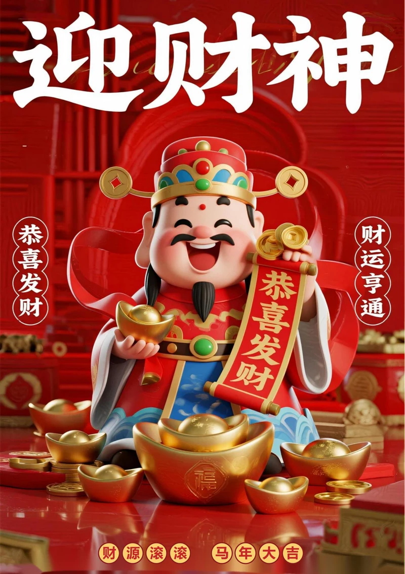 正月初五迎财神海报3