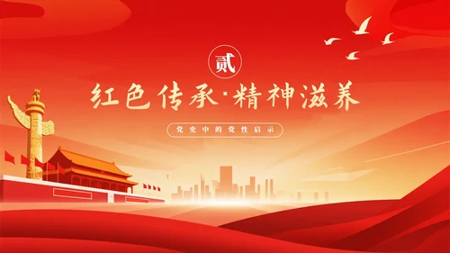 红色渐变党政风党政党课学习PPT模板