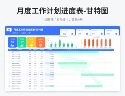 月度工作计划进度表-甘特图