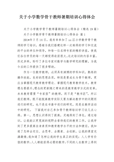 关于小学数学骨干教师暑期培训心得体会.docx