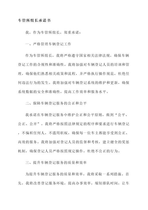 车管所组长承诺书