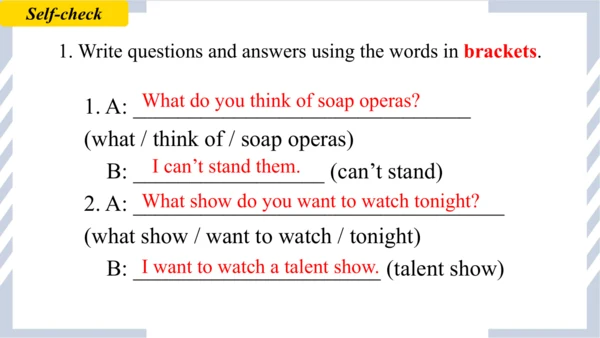 Unit5 Section B 3a-self-check  课件 （人教新目标八年级上册Unit 