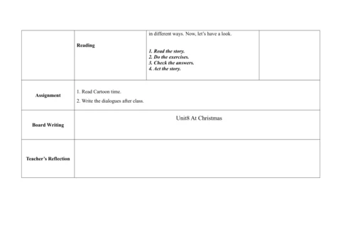 Unit 8 At Christmas 单元整体教案设计（4个课时）