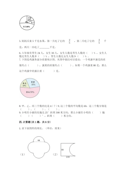 人教版六年级上册数学期末测试卷【夺分金卷】.docx