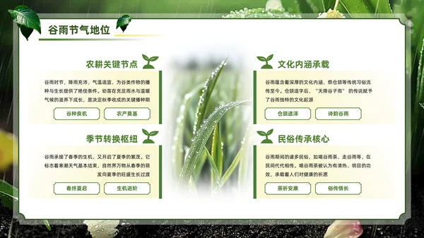 绿色系传统文化二十四节气谷雨主题PPT模板