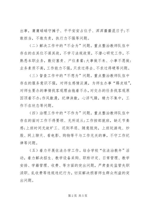 马庄中心校懒政怠政不作为治理实施方案 (2).docx