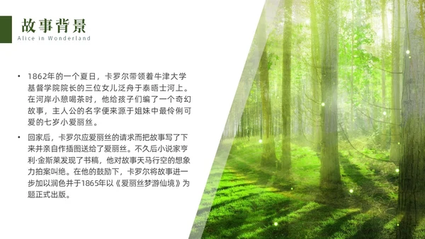 绿色实拍名著阅读分享会爱丽丝梦游仙境PPT读书分享