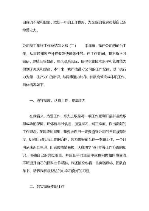 公司员工年终工作总结怎么写