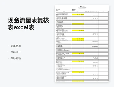 现金流量表复核表excel表格