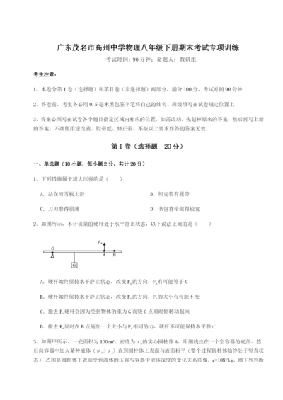 强化训练广东茂名市高州中学物理八年级下册期末考试专项训练试题（解析卷）.docx