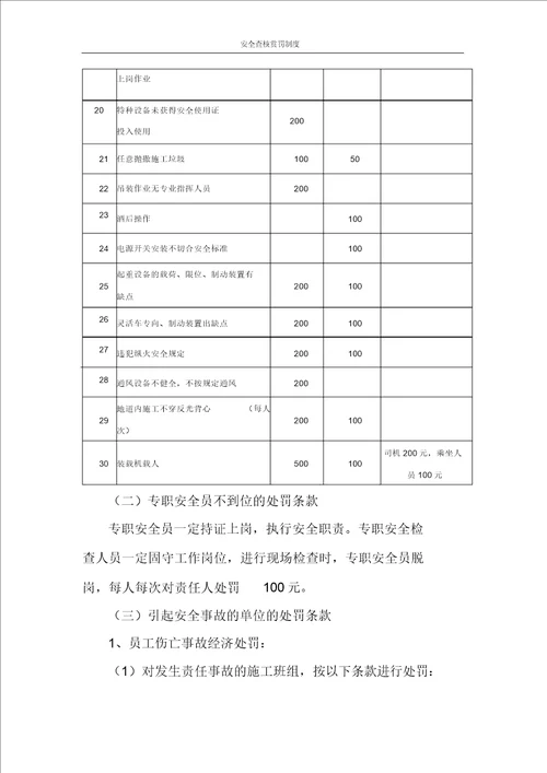 最新公司企业安全考核奖惩制度范文