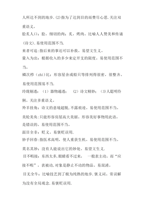 高考重点成语 (含解释及用法注意).docx