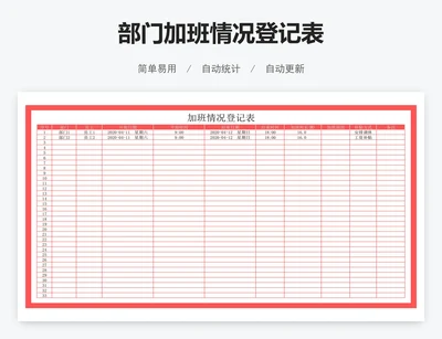 部门加班情况登记表