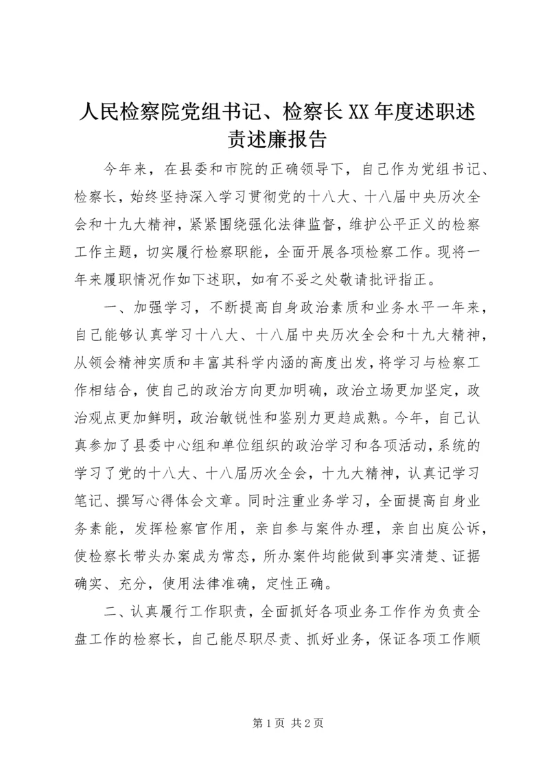人民检察院党组书记、检察长某年度述职述责述廉报告.docx