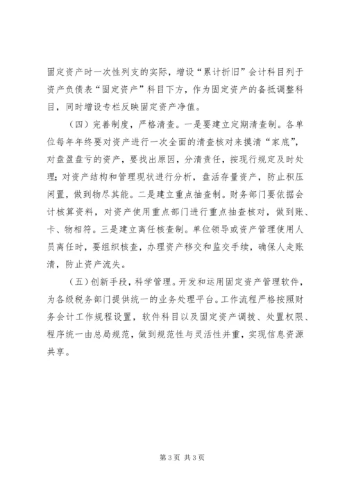 国税固定资产管理的自查报告.docx